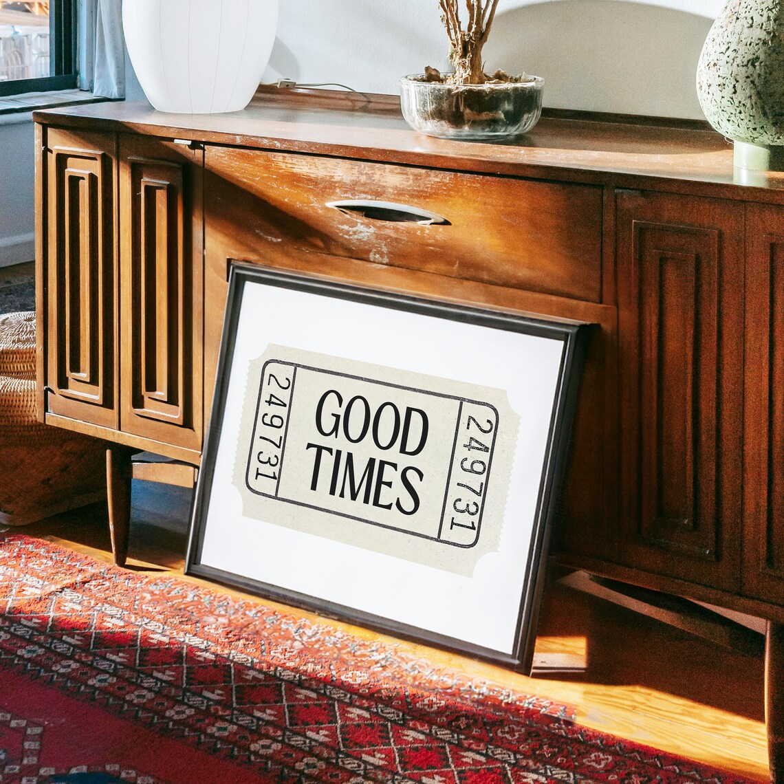 Good Times Ticket Retro Black and White Art Print - Image 2