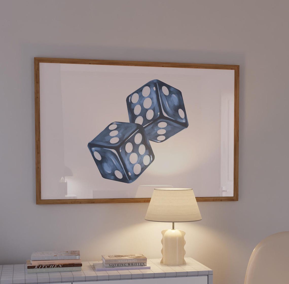 Two Navy Blue Dice Glossy Watercolor Preppy Dorm Room Poster - Image 2