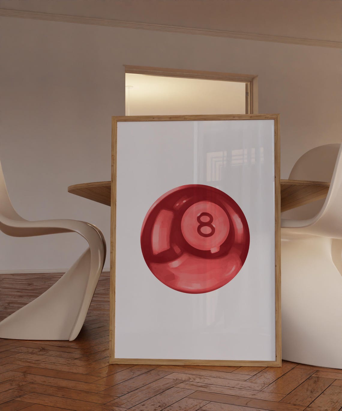 Dark Red 8 Ball Glossy Watercolor Bold Preppy Dorm Room Poster - Image 4