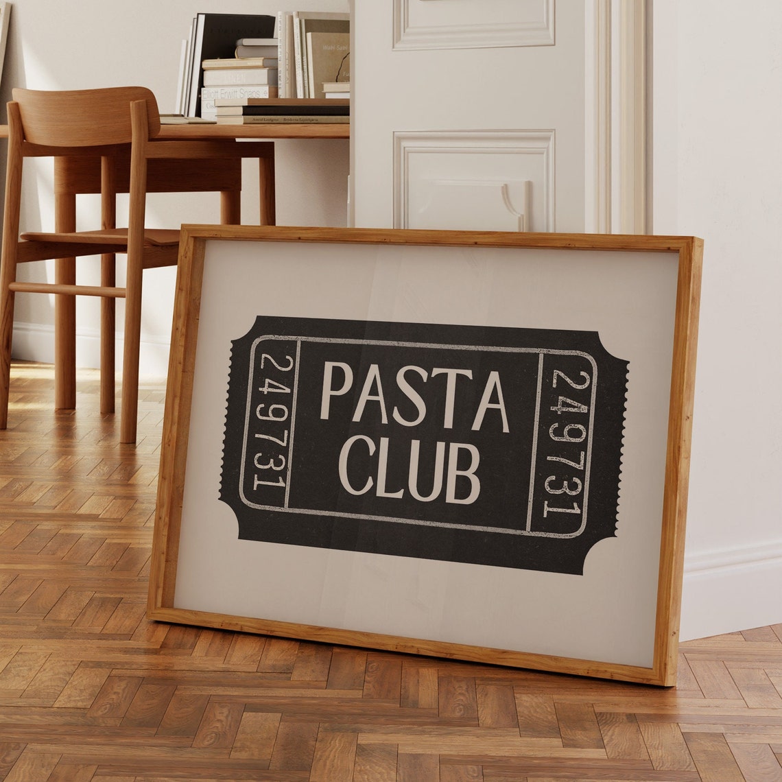 Pasta Club Black Retro Ticket Stub Vintage Kitchen Style Poster - Image 3