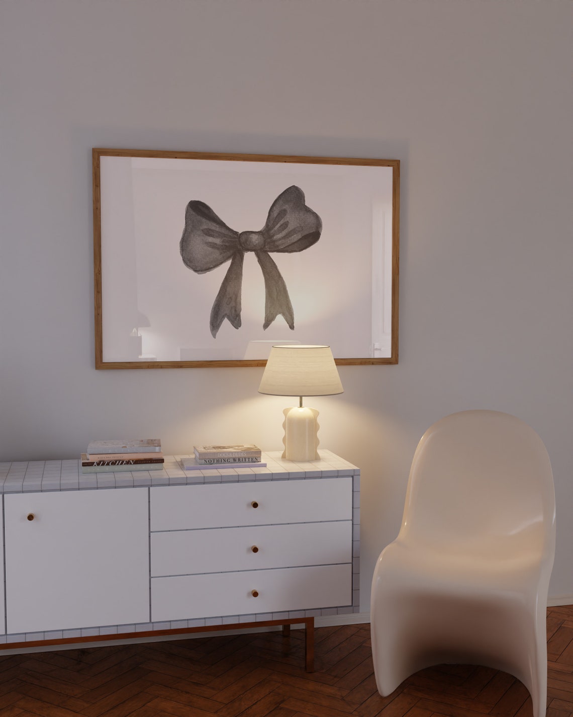 Black Watercolor Ribbon Bow Minimalist Single Bow Coquette Wall Art - Image 2
