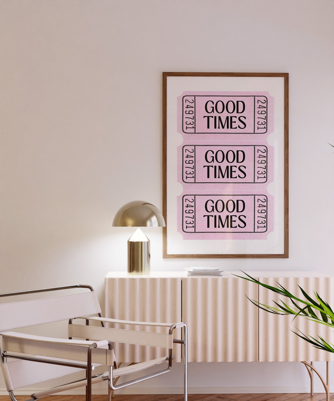 Pink Good Times Retro Ticket Trio Preppy Aesthetic Wall Poster - Image 3