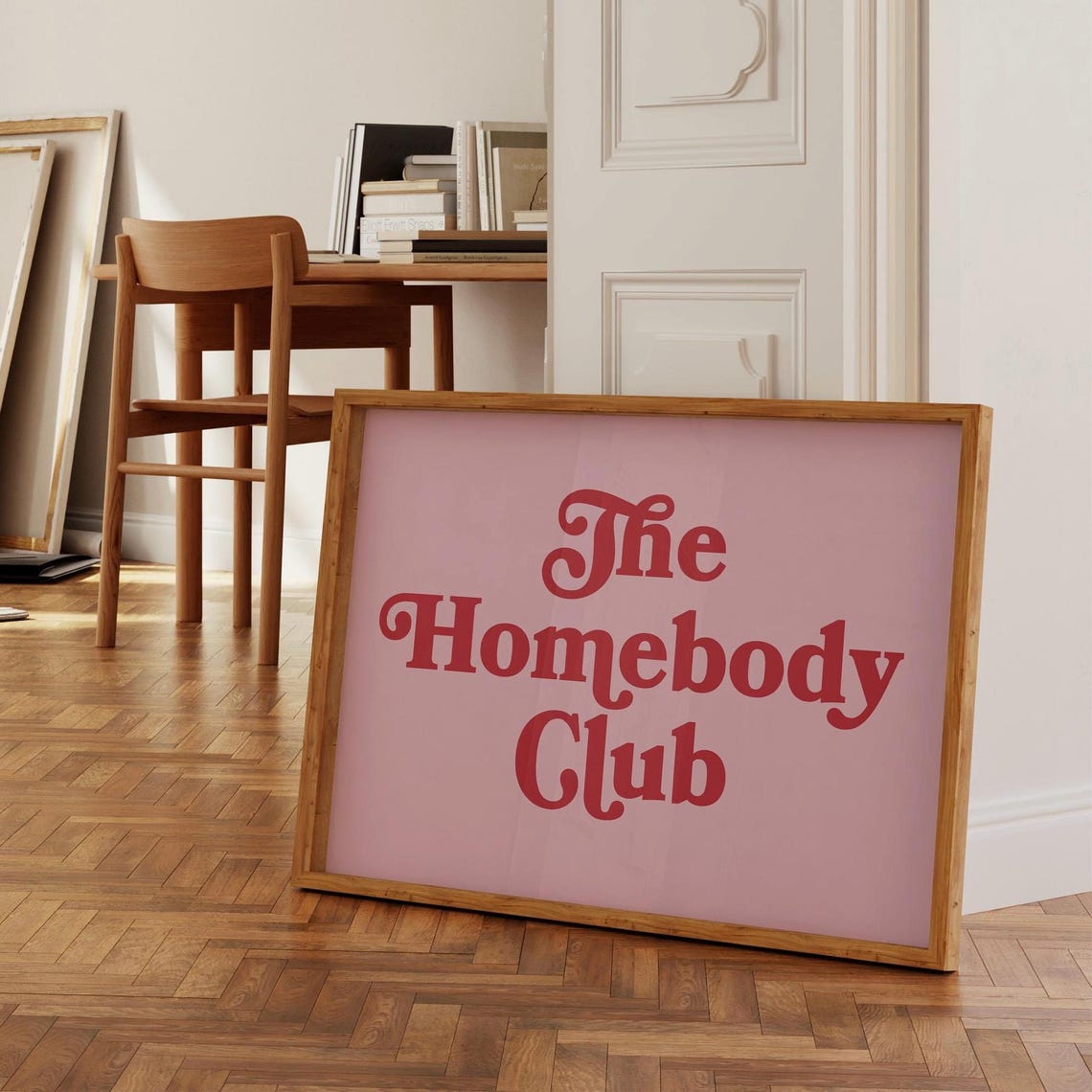 The Homebody Club Pink Red Retro Typography Quote Wall Poster