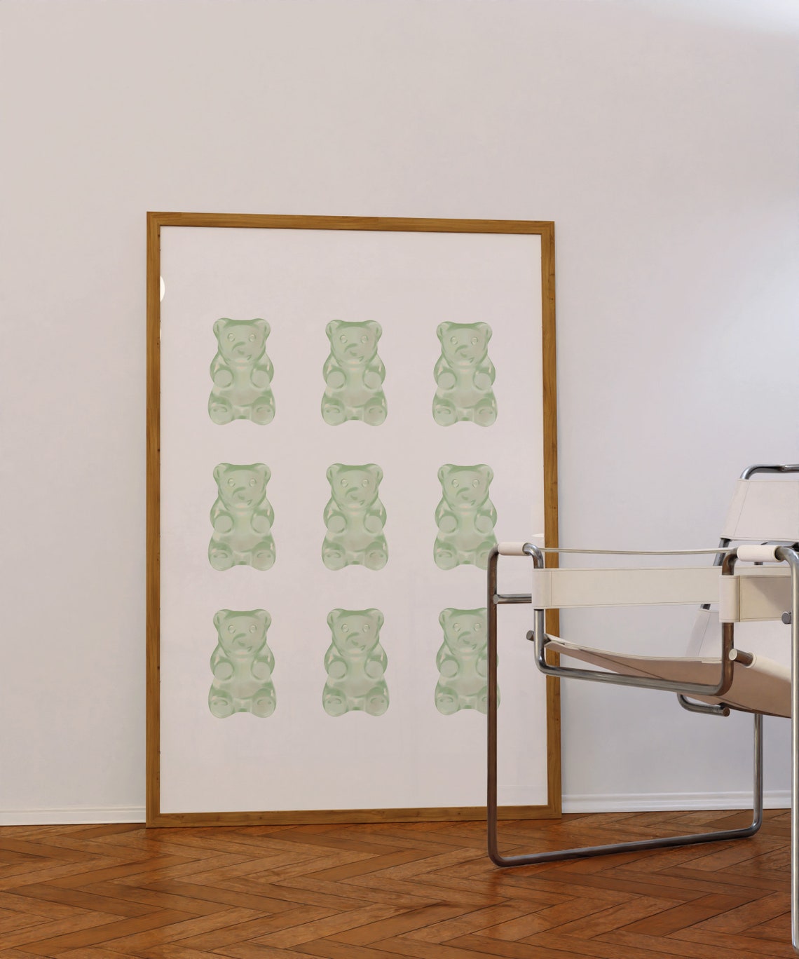 Fresh Green Gummy Bears Nine Grid Preppy Sweet Candy Art Poster - Image 2