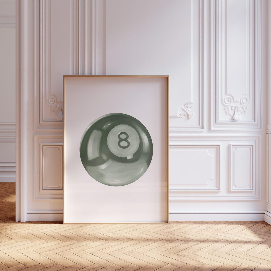 Dark Forest Green 8 Ball Glossy Watercolor Preppy Wall Poster - Image 3