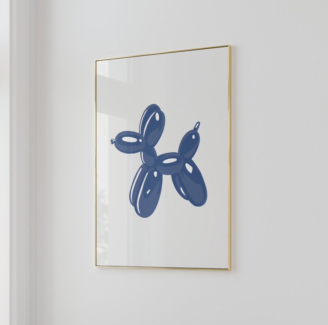 Navy Blue Balloon Dog Minimalist Sculpture Art Poster Kids Decor - Image 2