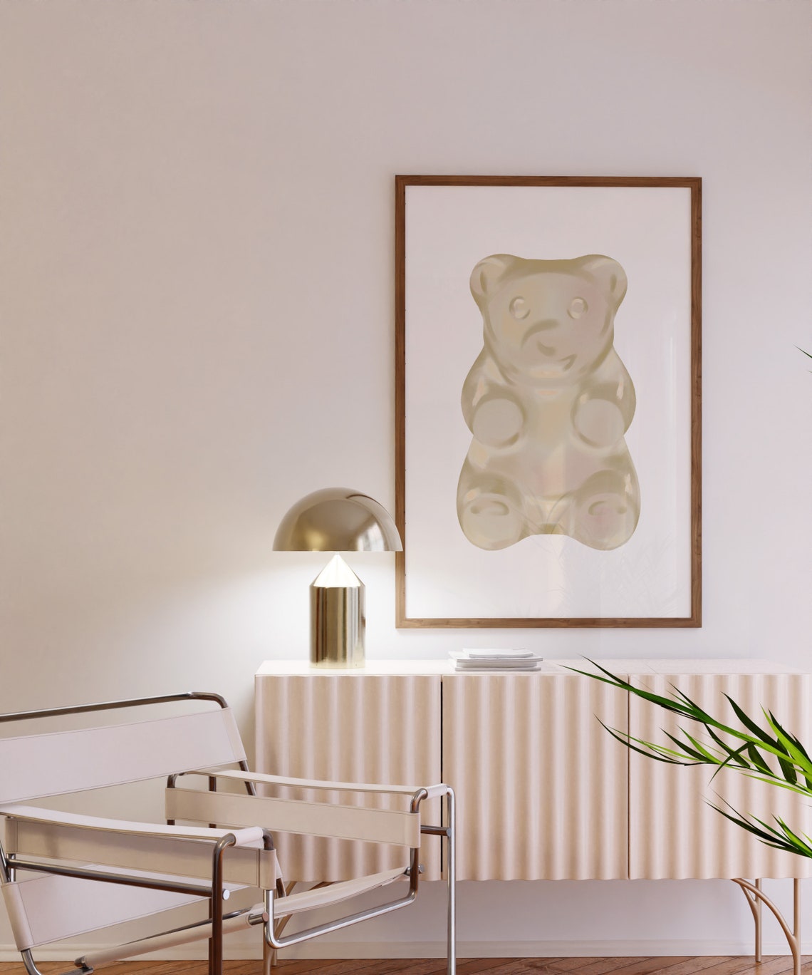 Cute Beige Gummy Bear Oversized Neutral Candy Art Minimal Poster - Image 3