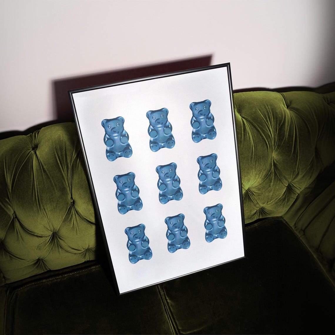 Nine Blue Gummy Bears Candy Grid Pop Art Trendy Kids Fun Poster - Image 4