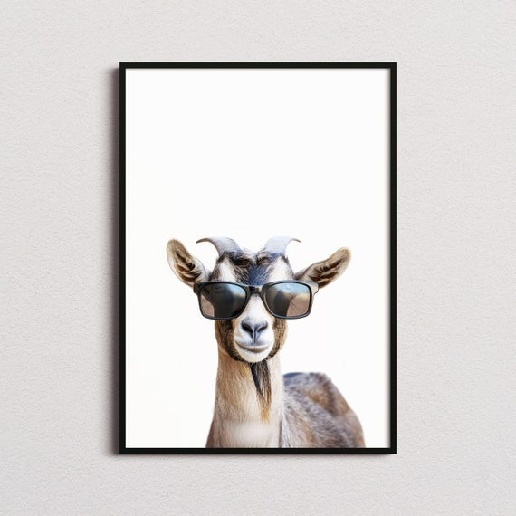 Goat in Sunglasses Funny Animal Art Print