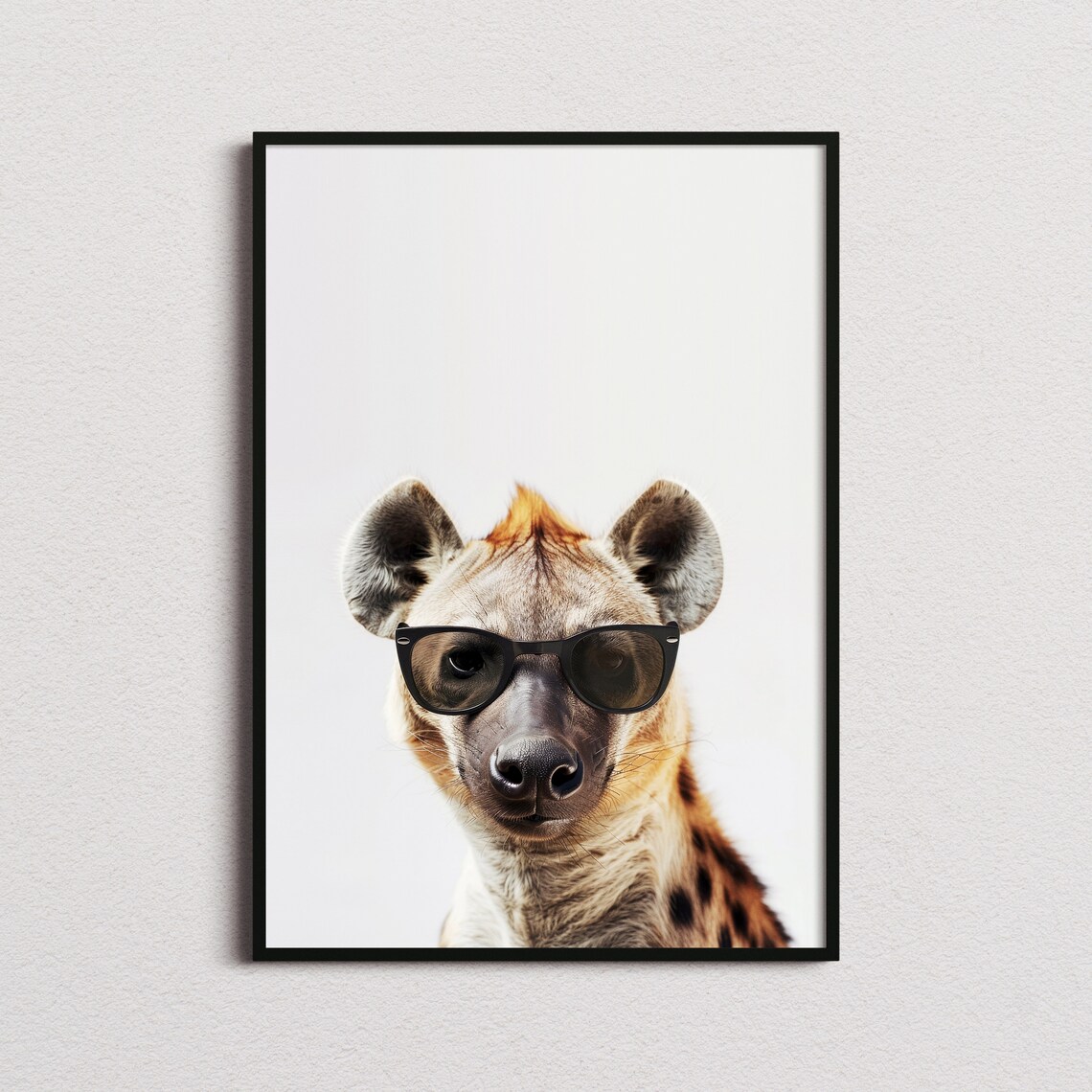 Spotted Hyena in Sunglasses Cool Wild Animal Portrait Art Poster