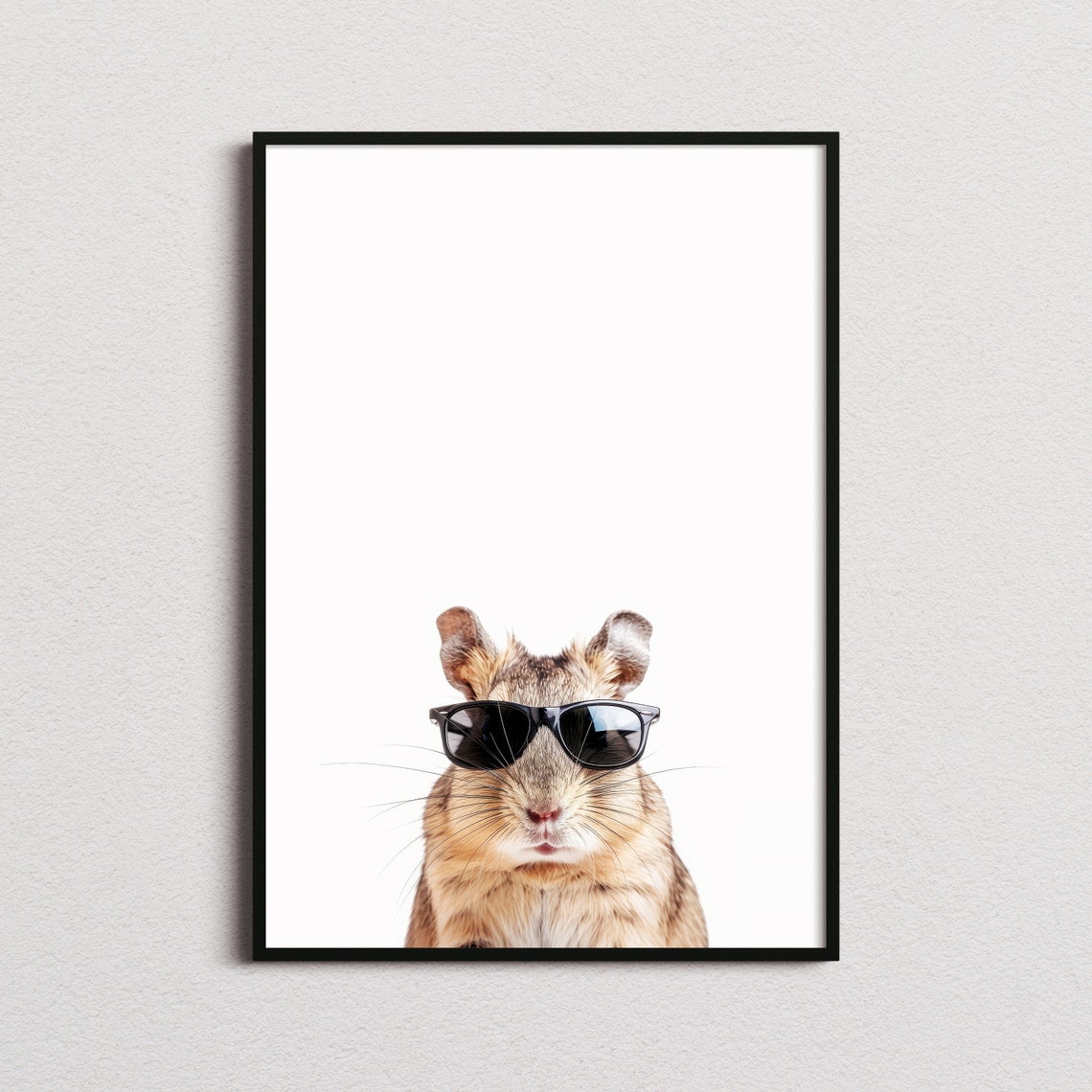 Cute Gerbil Wearing Sunglasses Minimalist Funny Pet Animal Poster