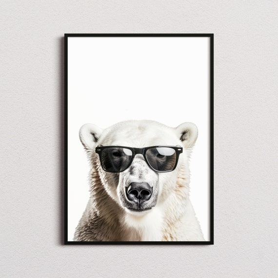 Polar Bear in Sunglasses Funny Animal Art Print