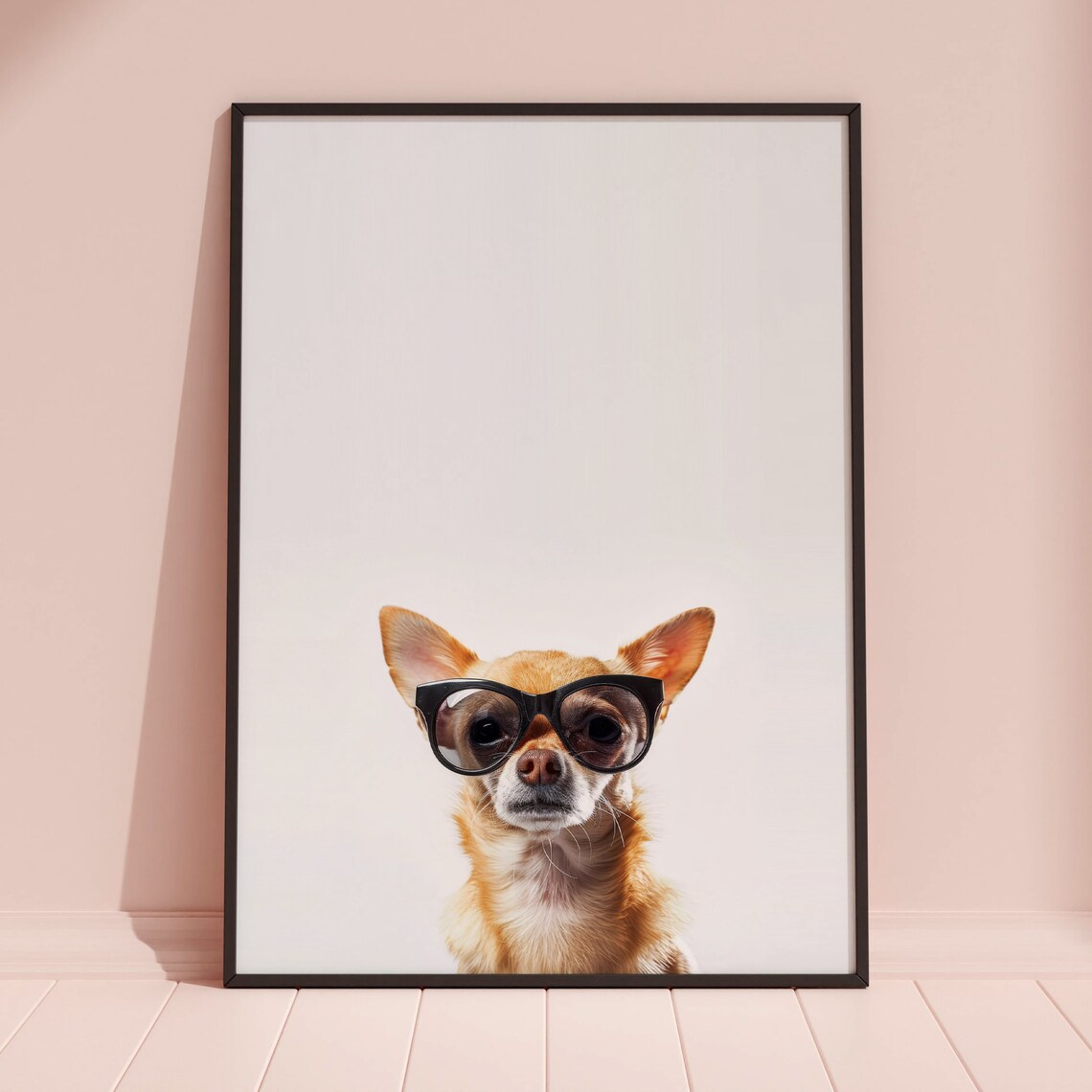 Chihuahua Dog In Sunglasses Sassy Minimalist White Photo Poster - Image 3