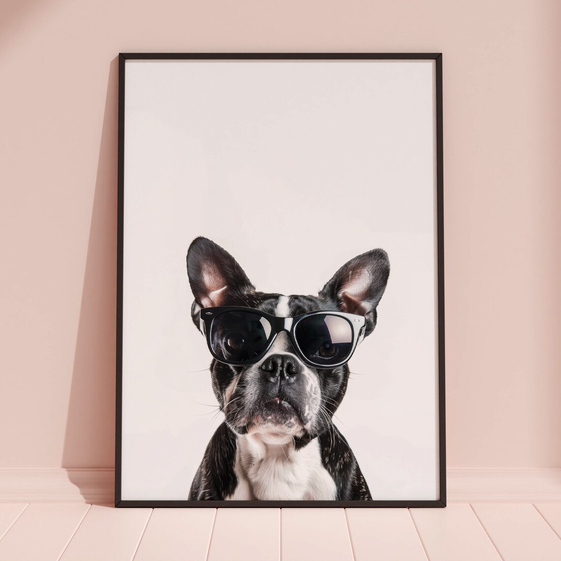 Boston Terrier Dog In Sunglasses Funny Minimalist Photo Poster - Image 3