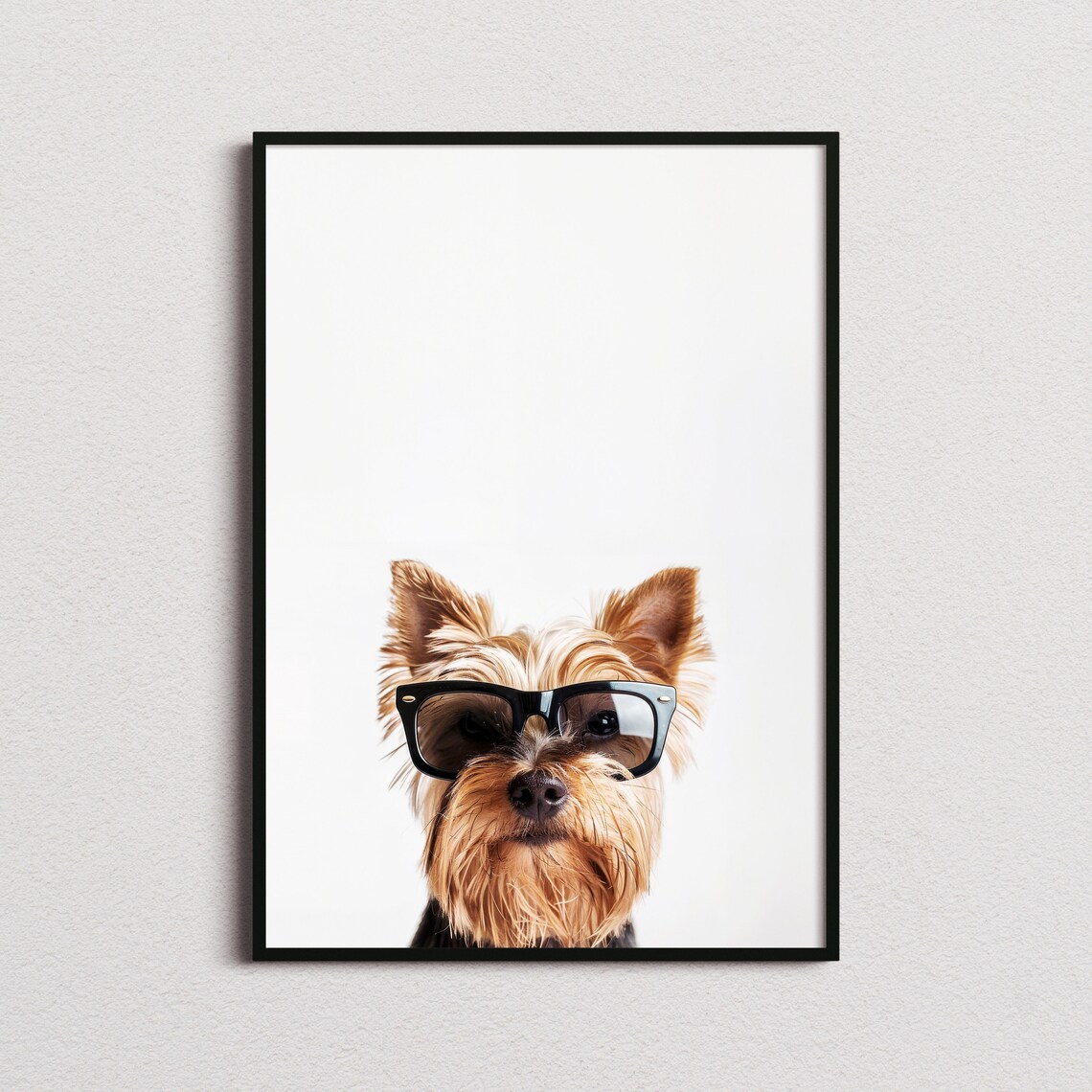 Yorkshire Terrier Dog in Black Sunglasses Cool Portrait Poster