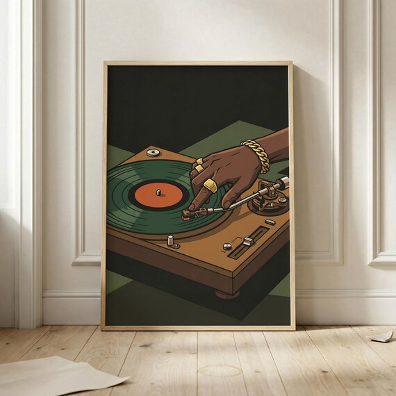 Dj Turntable Poster Vinyl Record Wall Art Music Studio Decor Hip Hop Artwork Player Print For Lovers