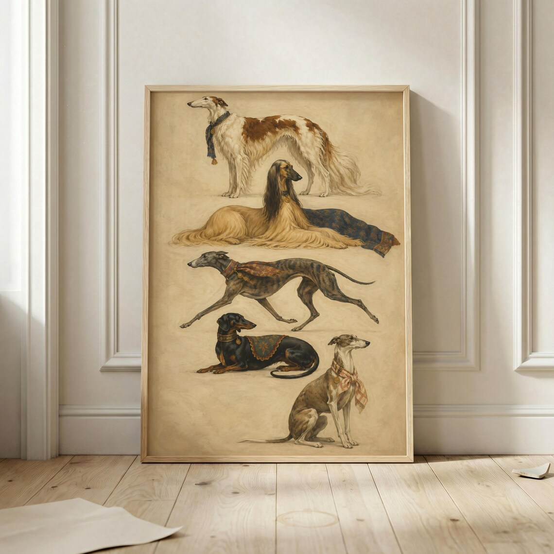 Sighthound Dog Vintage Hound Poster, Regal Decor