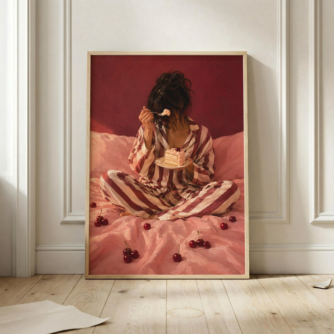 Pink Pajama Wall Art, Cozy Bedroom Poster