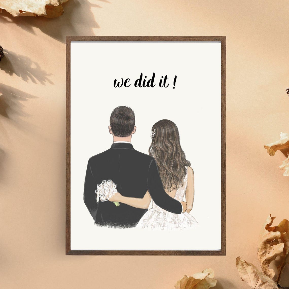 We Did It Bride And Groom Illustration Romantic Wedding Wall Poster - Image 2