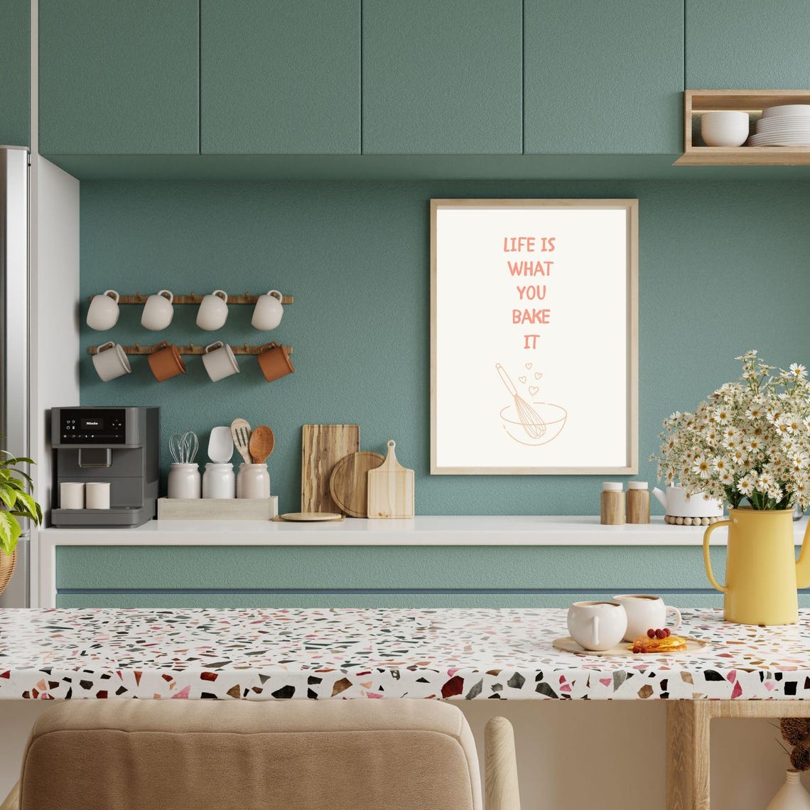 Life Is What You Bake It Playful Kitchen Wall Art Aesthetic Kitchen Poster Cute Minimalist Wall Art Wall Poster - Image 5