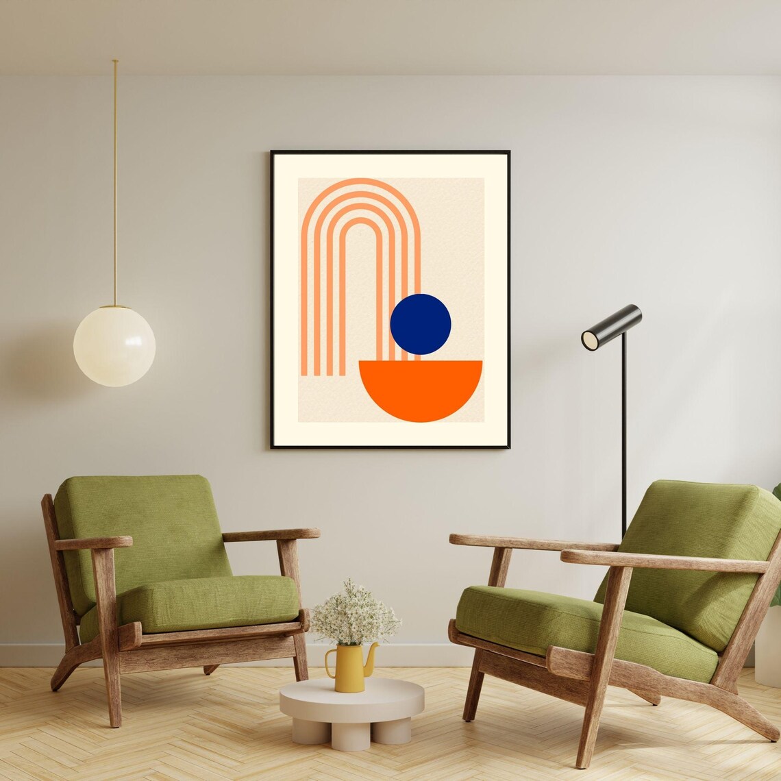 Boho Abstract Art, Energizing Playful Minimalist Design