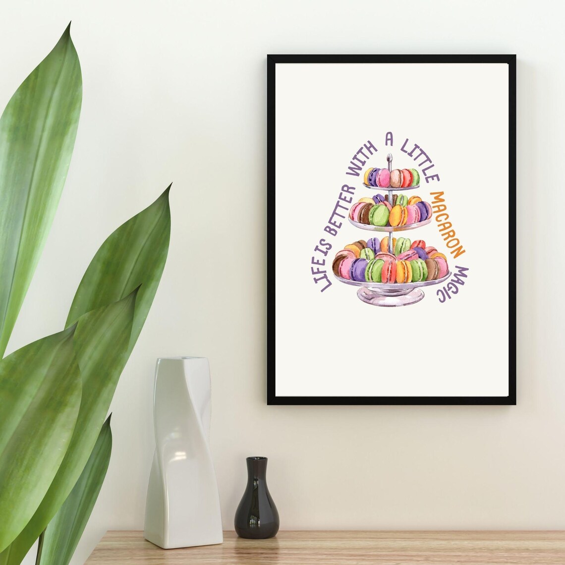 Life Is Better With A Little Macaron Magic Colorful Tiered Stand Kitchen Art Poster - Image 5