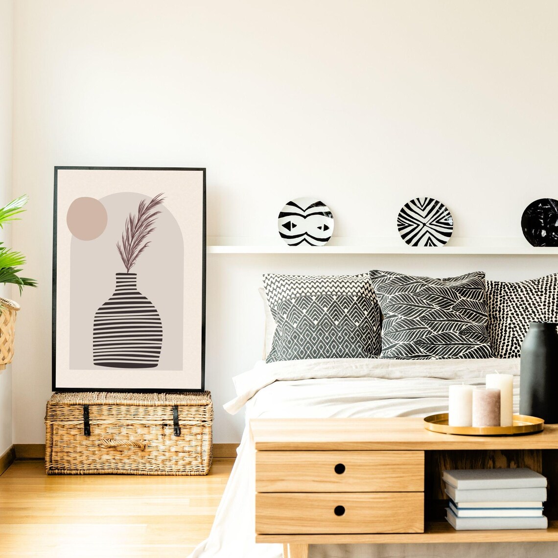 Minimalist Boho Vase With Feather Art Poster - Image 5
