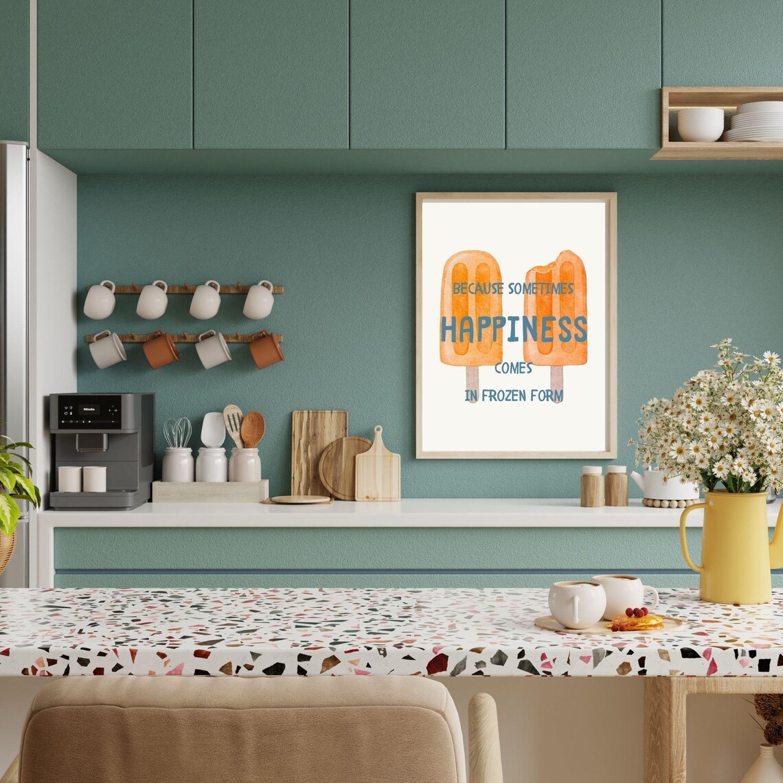 Because Sometimes Happiness Comes In Frozen Form Orange Popsicles Wall Art Poster - Image 4