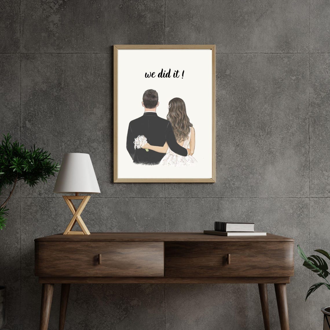 We Did It Bride And Groom Illustration Romantic Wedding Wall Poster - Image 6