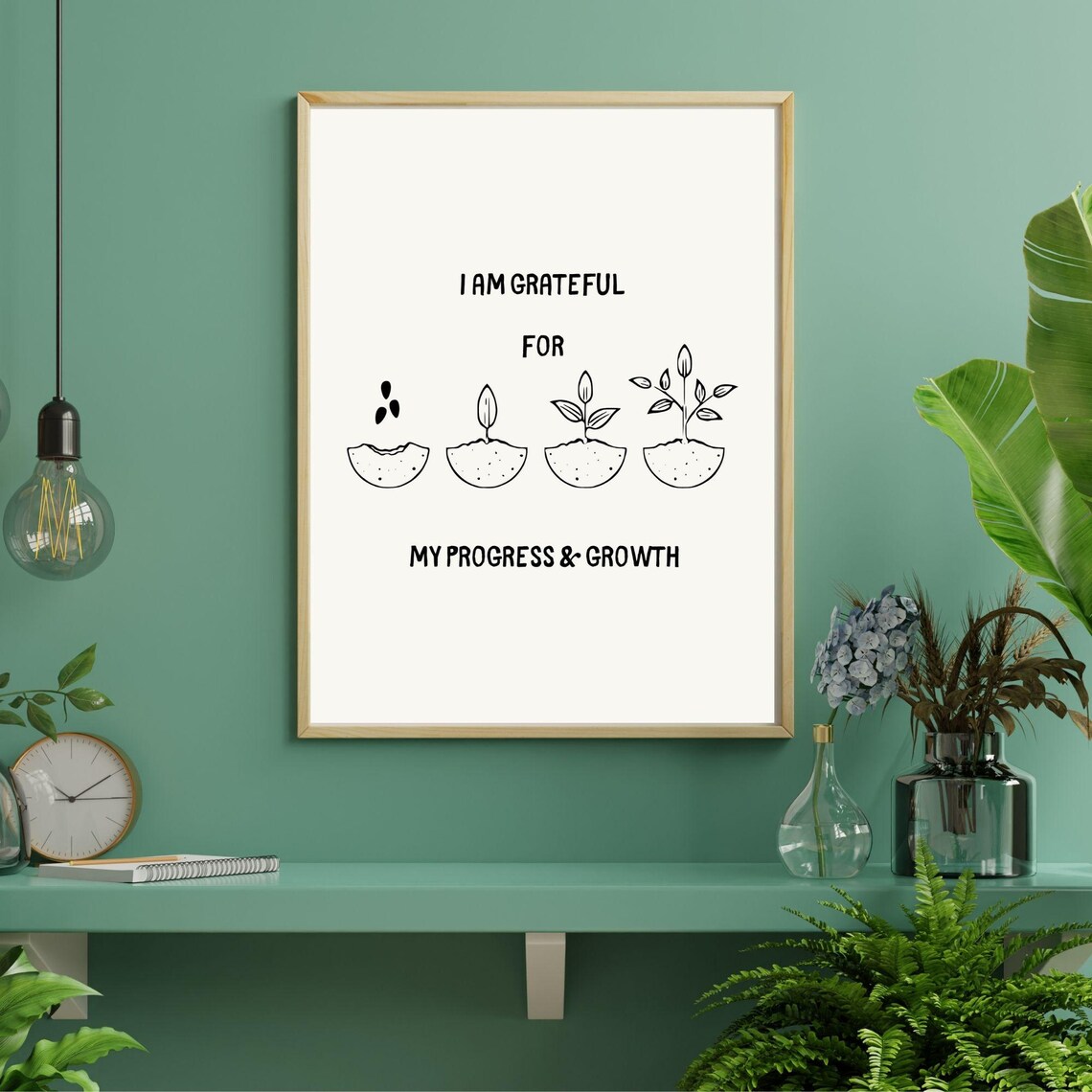 I Am Grateful For My Progress And Growth Seedling Stages Motivational Wall Art Poster - Image 4