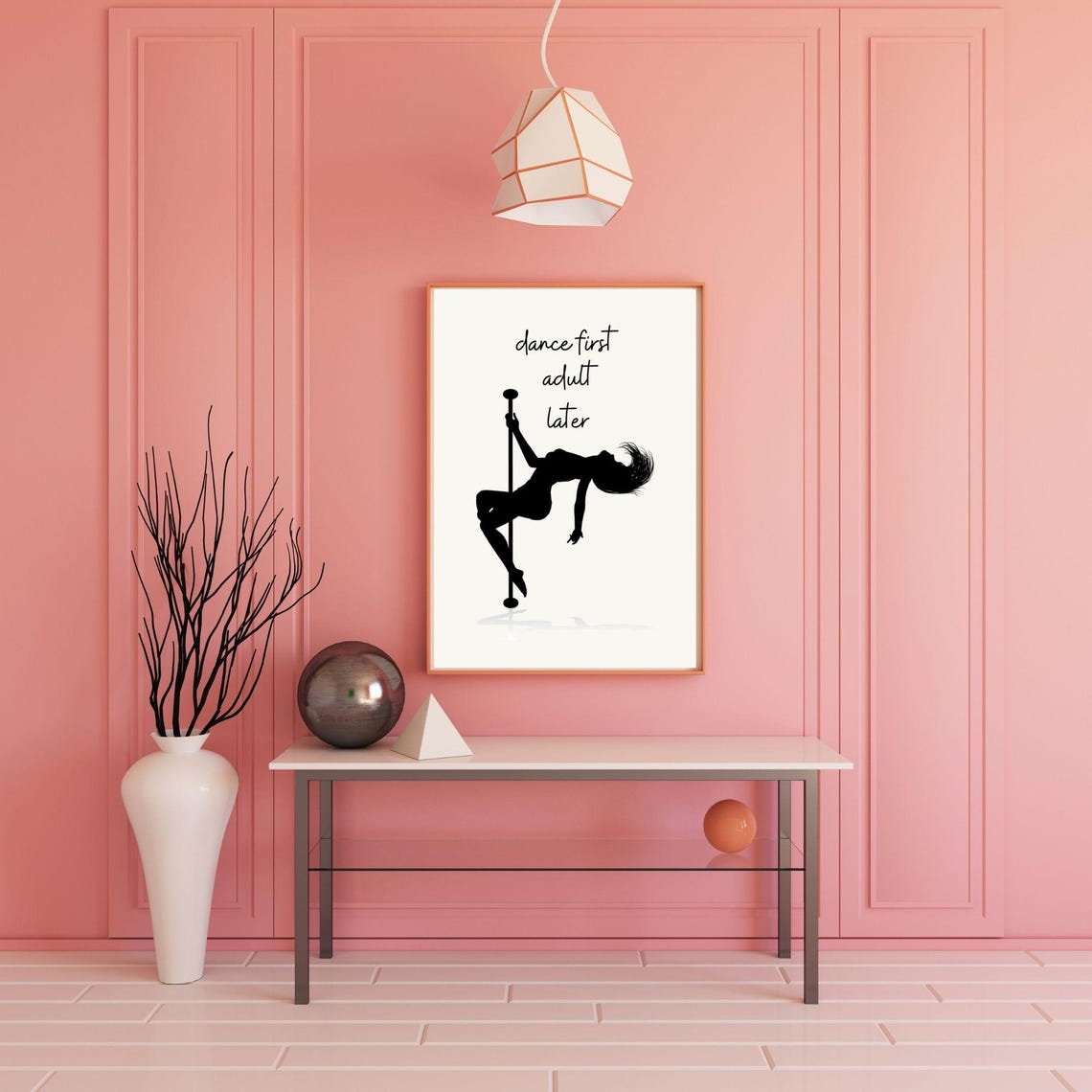 Dance First Adult Later Pole Dancer Silhouette Funny Quote Wall Poster - Image 5