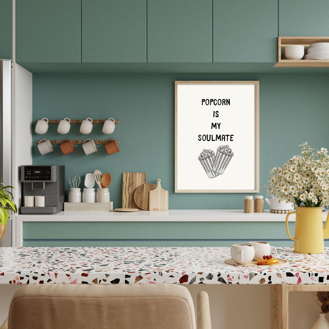 Popcorn Is My Soulmate Fun Kitchen Wall Art Aesthetic Wall Poster Cute Kitchen Decor Minimalist Kitchen Poster - Image 4