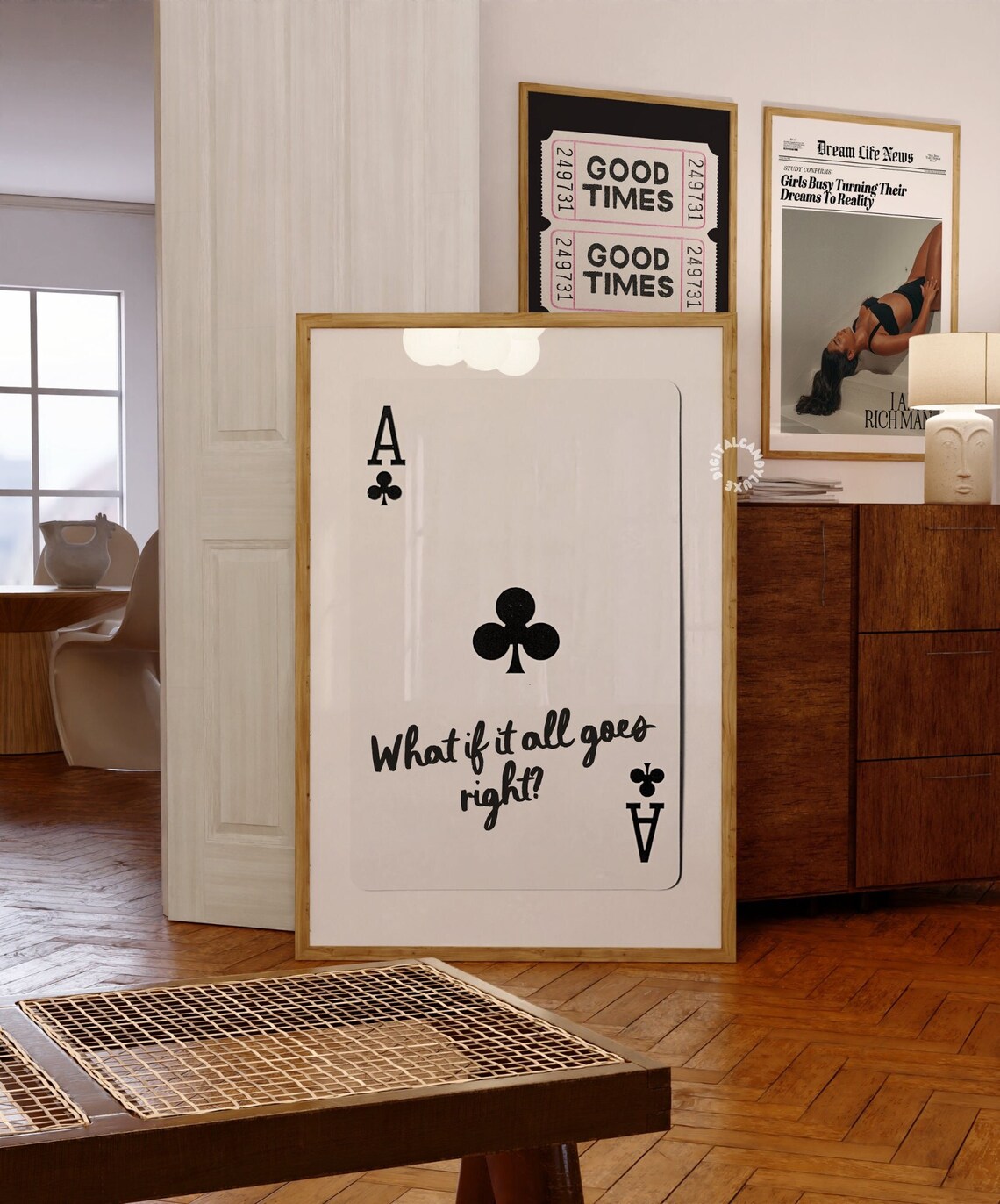Black And White Ace Card Retro Art Print