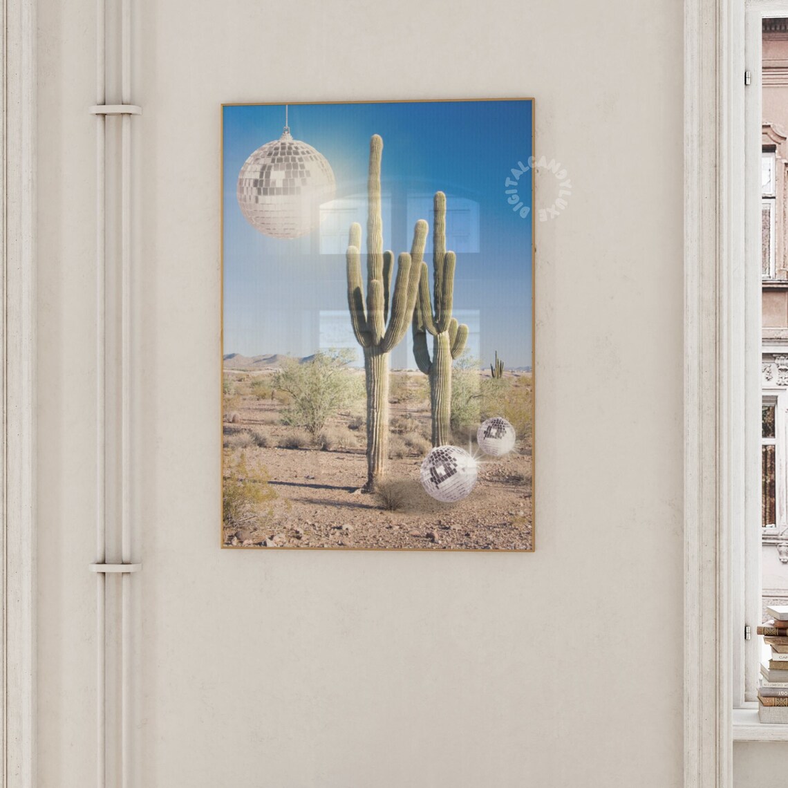 Desert Disco Cactus Poster, Retro Western Print