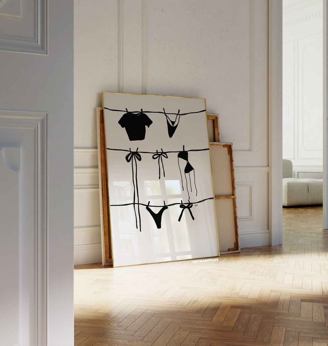 Black And White Bow Wall Art Print, Coquette Decor