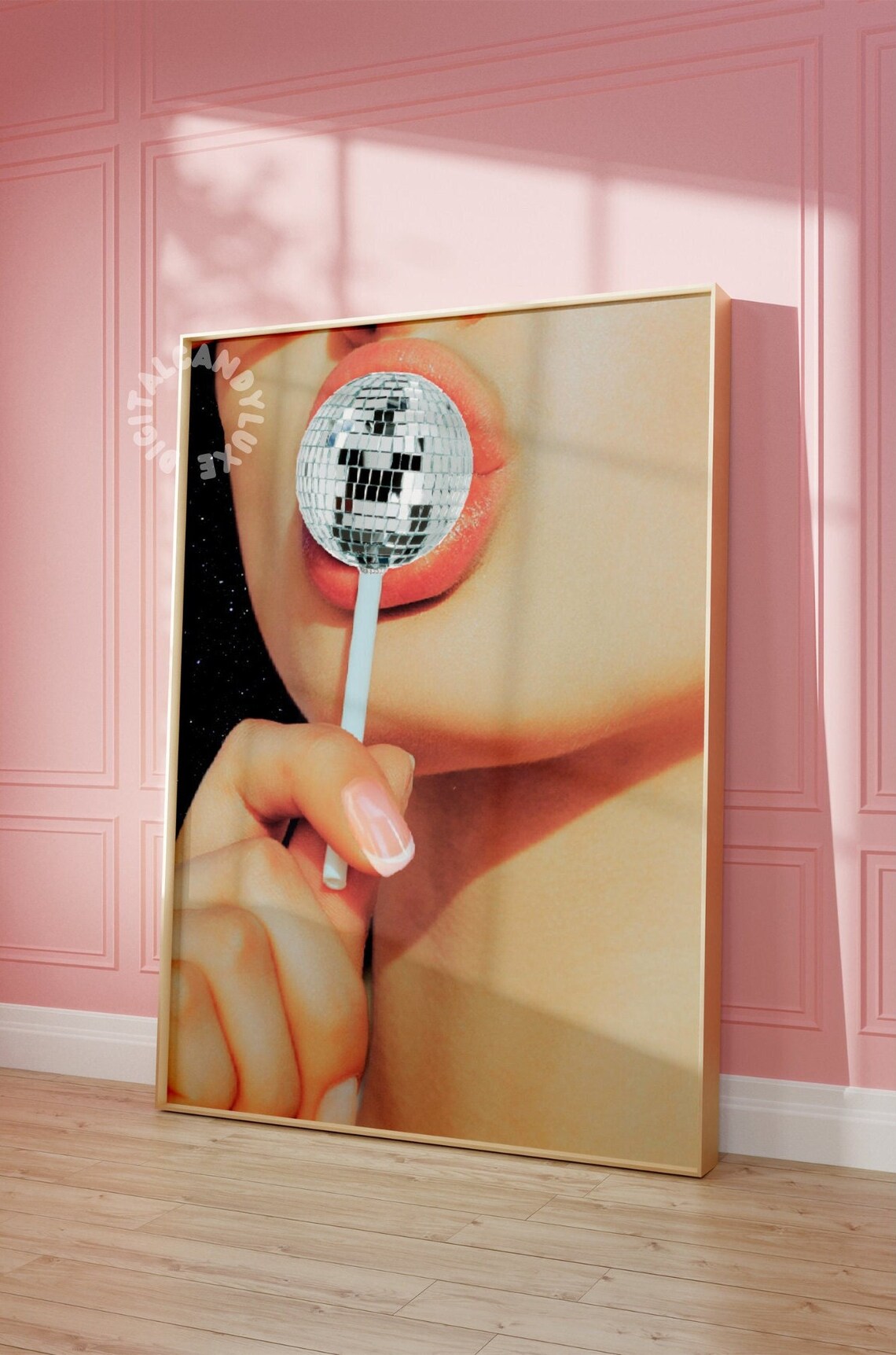 Disco Ball Retro Print, Eclectic Bar Cart Decor