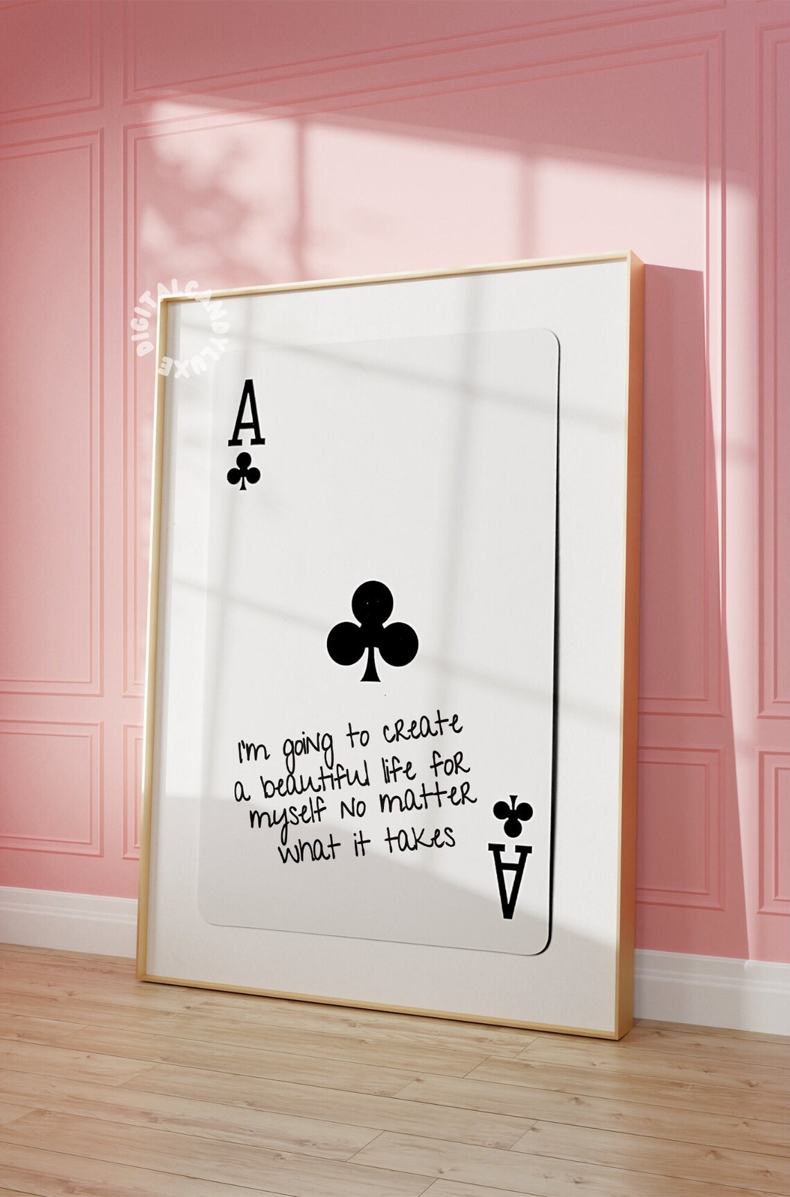 Ace Card Poster Print, Black And White Typography