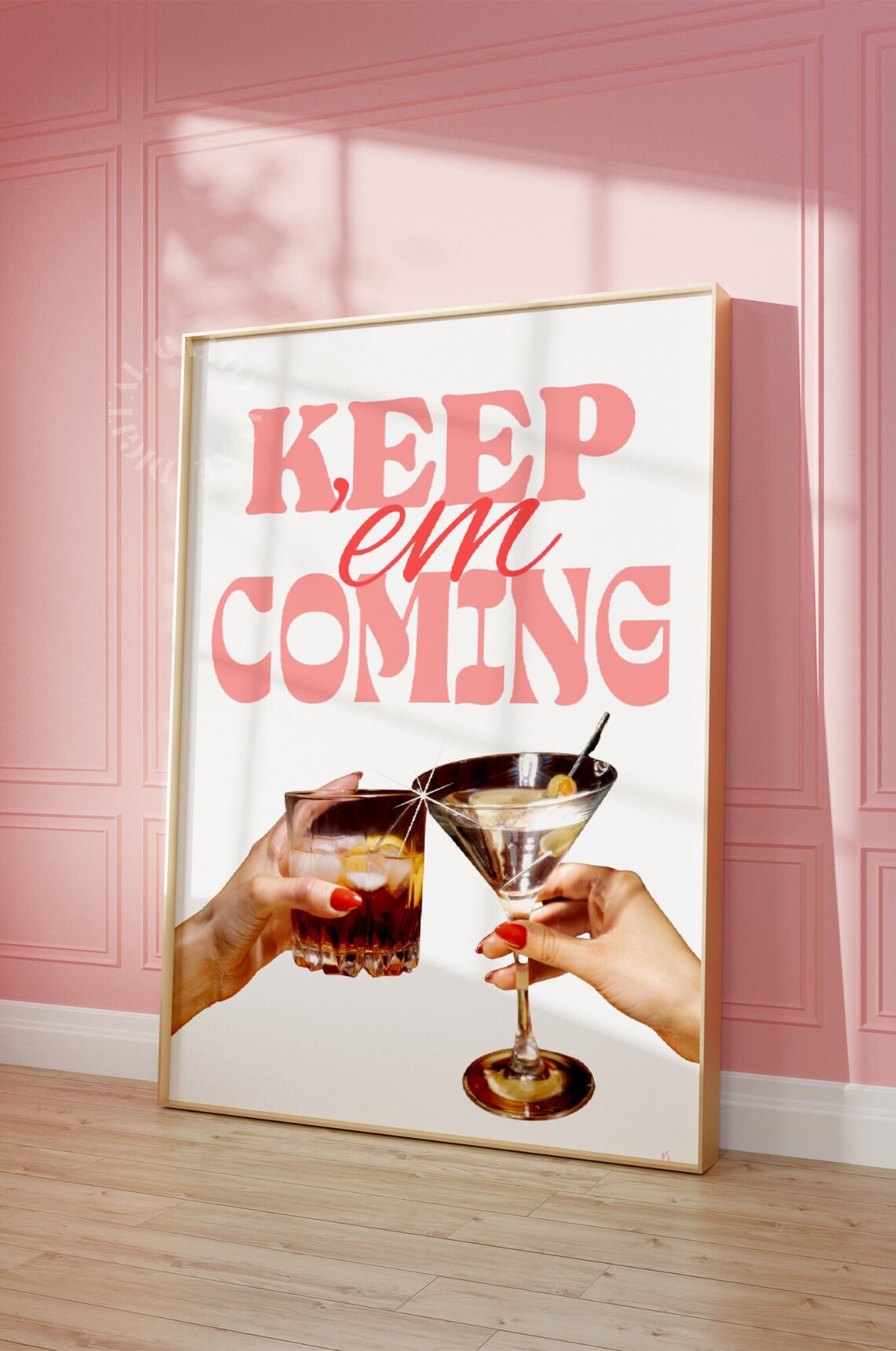 Keep Em Coming Bar Cart Cocktail Art Print