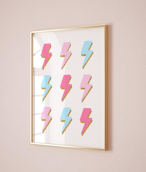 Pink And Blue Prints Preppy Wall Art Dorm Decor Girly Bedroom Printables Print Gold Wall Art Trendy Wall Prints Cute Pink Decor