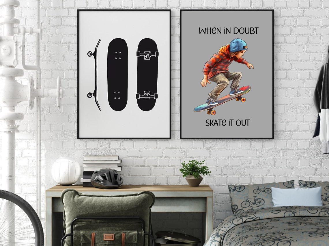 Cool Skater Boy Wall Art Skateboard Rider Print Teen Boy Bedroom Decor Urban Street Style Art Sport Print For Boy Wall Art - Image 3