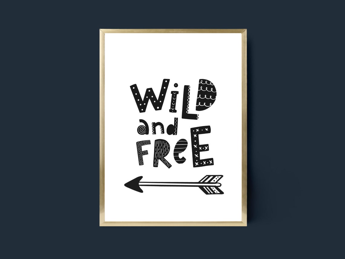 Wild and Free Arrow Monochrome Doodle Nursery Poster for Kids Room - Image 4