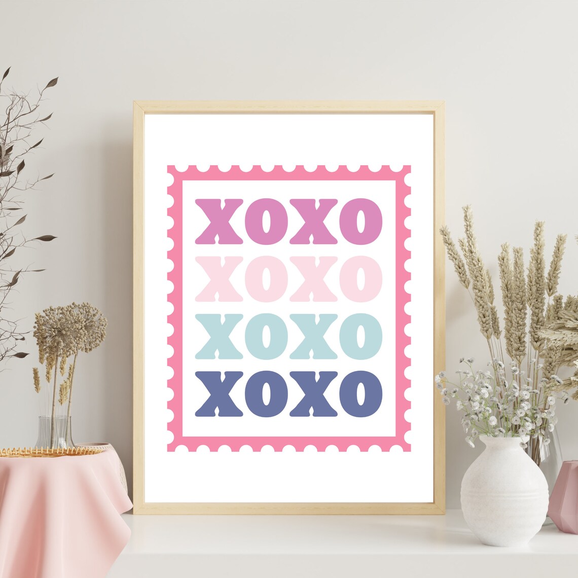 XOXO Postage Stamp Pink Typography Love Quote Girls Room Poster - Image 2