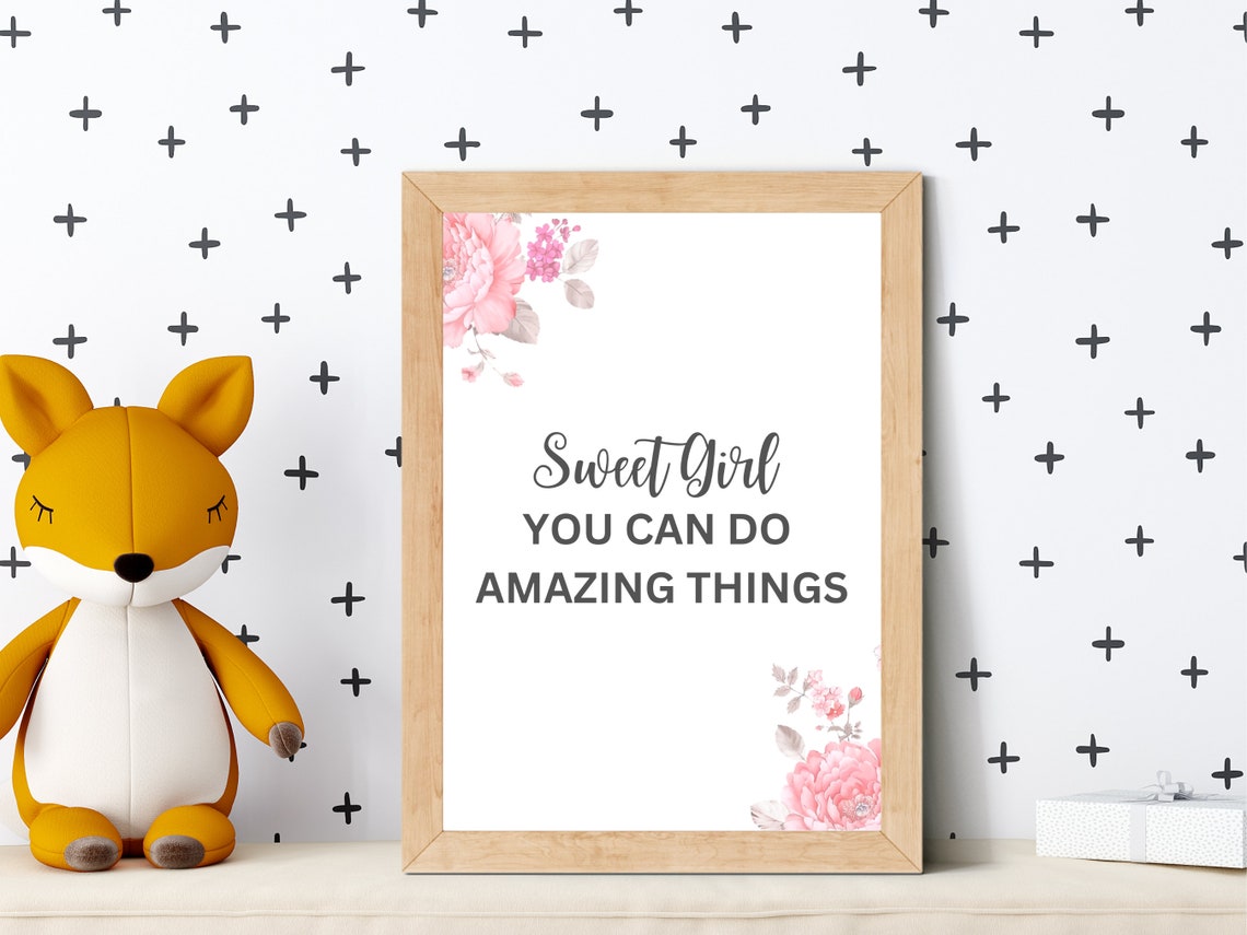 Inspirational Quote For Girls Room Pink Trendy Nursery Print Teen Girl Room Decor Gift For Daughter Girls Room Wall Decor Floral Design - Image 3