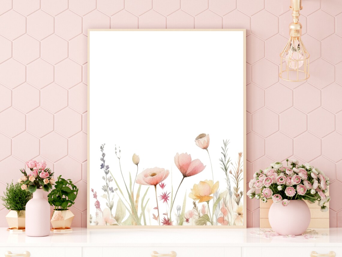 Pastel Wildflower Meadow Watercolor Botanical Girls Room Poster - Image 2