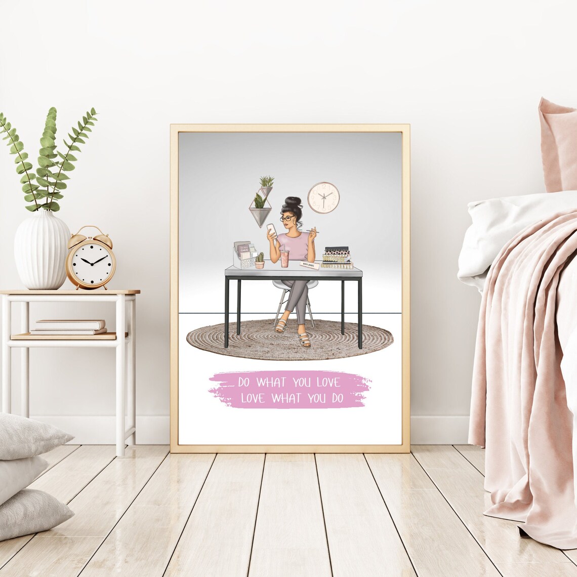 Do What You Love Love What You Do Boss Babe Desk Girl Art Print