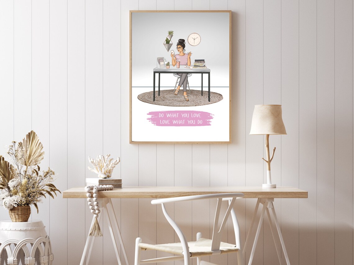 Do What You Love Love What You Do Boss Babe Desk Girl Art Print - Image 3