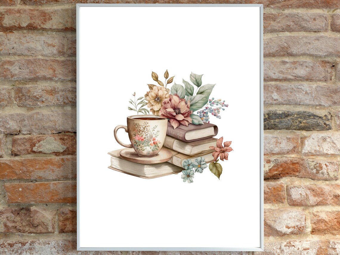 Coffee Lover Print, Book Lover Kitchen Art Poster - Image 3