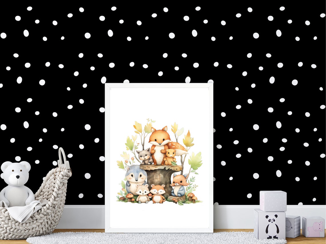 Woodland Forest Friends Nursery Wall Art Watercolour Cute Woodland Animal Print Gender Neutral Kids Room Wall Art - Image 3