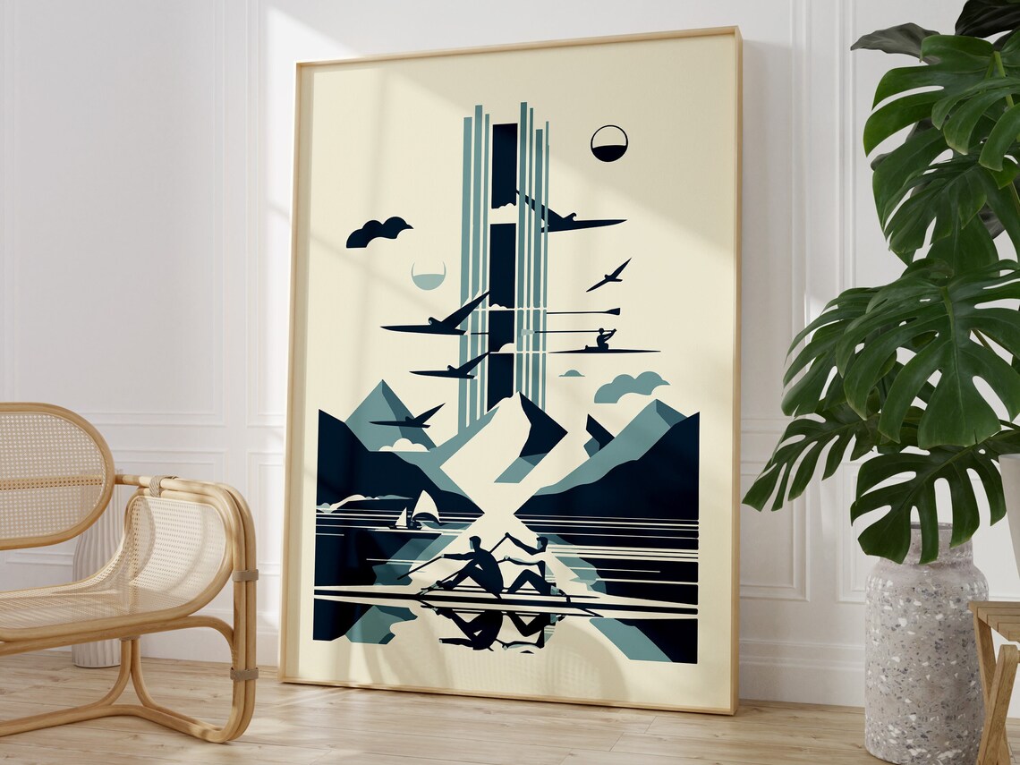 Rowing Boat Art Print, Modern Look for Rowers - Image 2