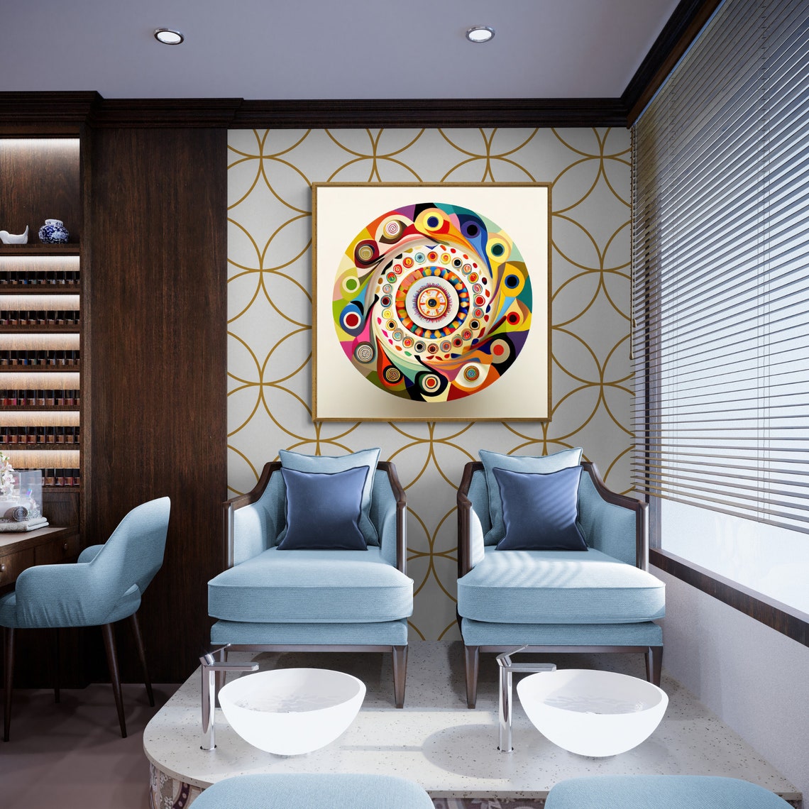 Concentric Circle Mandala Bursting with Bright Boho Colors Poster - Image 2